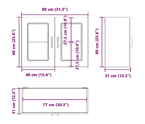 Armario pared cocina puerta cristal Kalmar blanca alto brillo