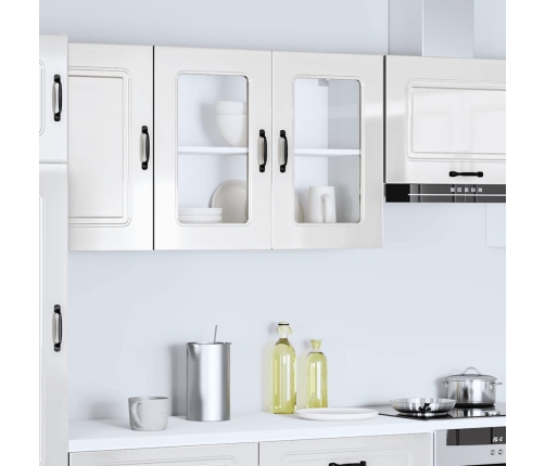 Armario pared cocina puerta cristal Kalmar blanca alto brillo