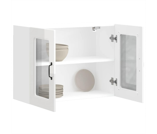 Armario pared cocina puerta cristal Kalmar blanca alto brillo