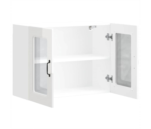 Armario pared cocina puerta cristal Kalmar blanca alto brillo