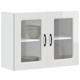 Armario pared cocina puerta cristal Kalmar blanca alto brillo