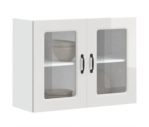 Armario pared cocina puerta cristal Kalmar blanca alto brillo