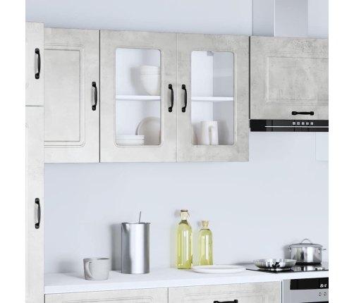 Armario pared cocina puerta de cristal Kalmar gris hormigón