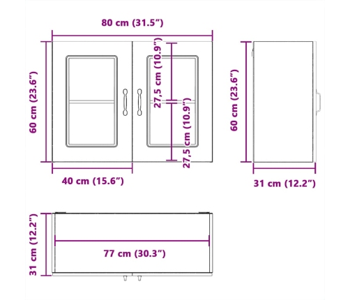 Armario pared cocina puerta de cristal Kalmar sonoma gris