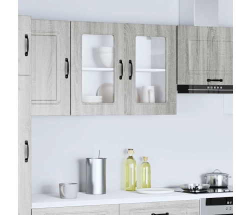 Armario pared cocina puerta de cristal Kalmar sonoma gris