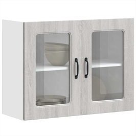 Armario pared cocina puerta de cristal Kalmar sonoma gris