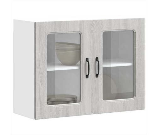 Armario pared cocina puerta de cristal Kalmar sonoma gris