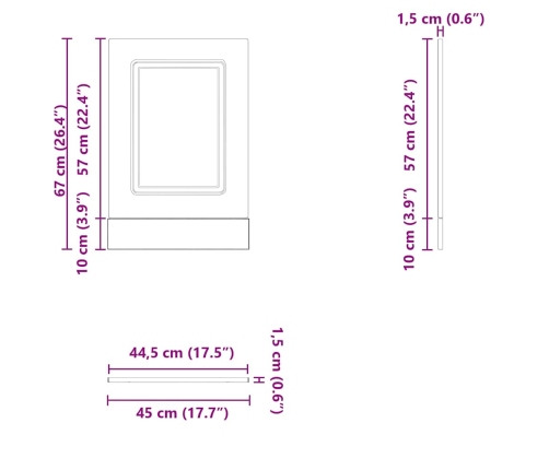 Panel para lavavajillas Kalmar roble ahumado 45x1,5x67 cm