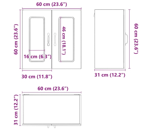 Armario pared cocina puerta de cristal Kalmar blanca