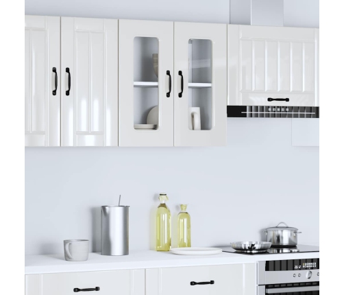 Armario pared cocina puerta cristal Kalmar blanca alto brillo