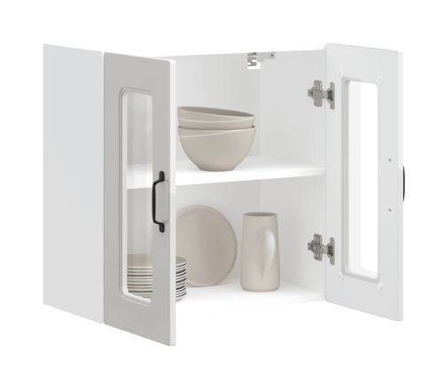 Armario pared cocina puerta cristal Kalmar blanca alto brillo