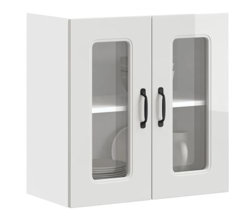 Armario pared cocina puerta cristal Kalmar blanca alto brillo