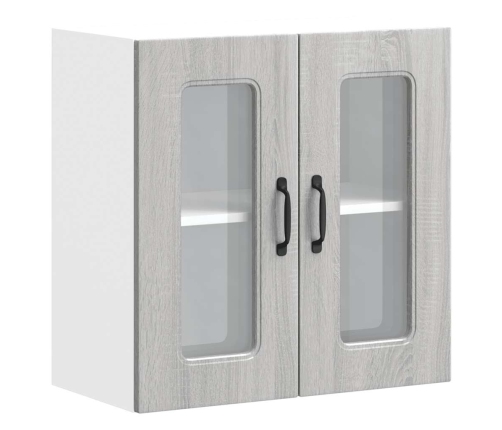 Armario pared cocina puerta de cristal Kalmar sonoma gris