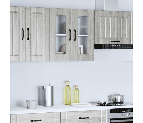 Armario pared cocina puerta de cristal Kalmar sonoma gris