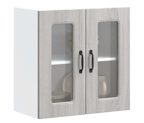 Armario pared cocina puerta de cristal Kalmar sonoma gris