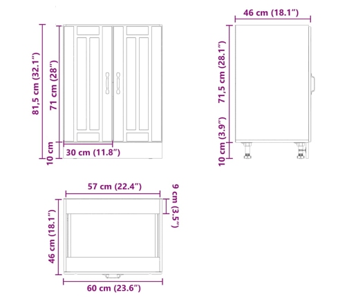 Mueble bajo fregadero Lucca madera contrachapada blanca