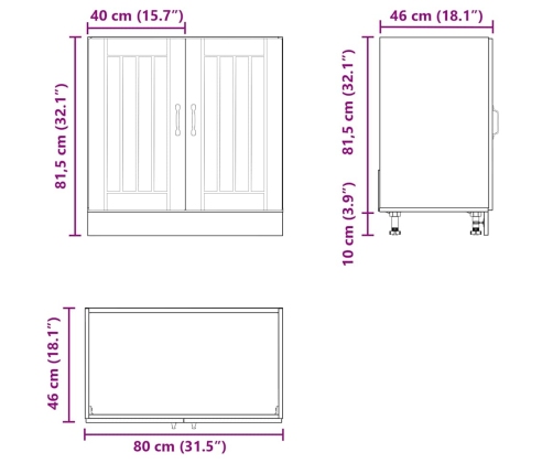 Mueble bajo fregadero Lucca madera contrachapada blanca