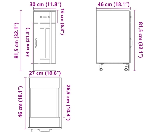 Mueble bajo de cocina Lucca blanca de alto brillo