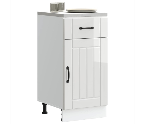 Mueble bajo de cocina Lucca blanca de alto brillo