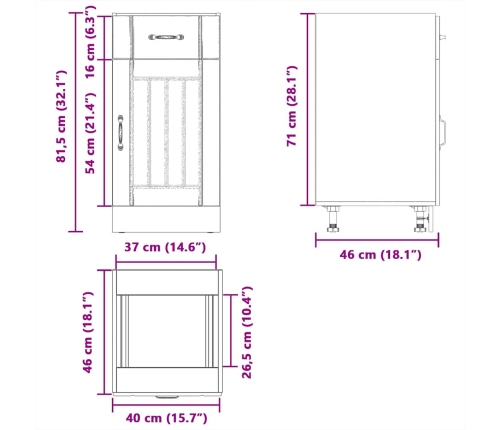 Mueble bajo de cocina Lucca roble sonoma