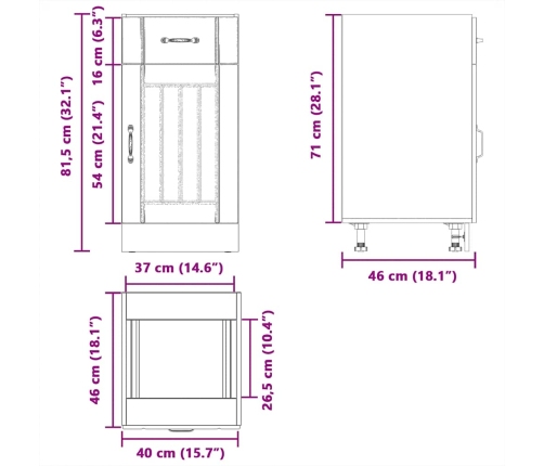 Mueble bajo de cocina Lucca madera contrachapada gris cemento