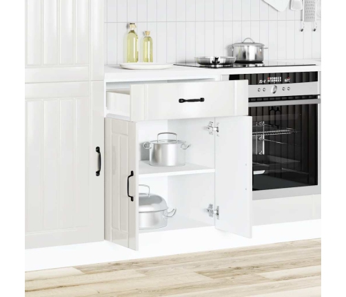 Mueble bajo de cocina Lucca blanca de alto brillo