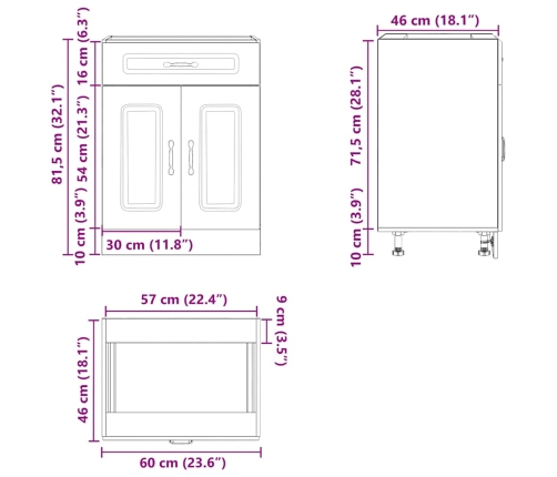 Mueble bajo de cocina Lucca madera de ingeniería blanca