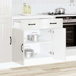 Mueble bajo de cocina Lucca blanca de alto brillo