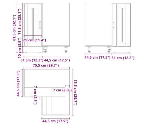 Mueble bajo esquina de cocina Lucca alto brillo blanco