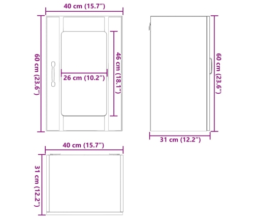 Armario pared cocina puerta de cristal Lucca negro