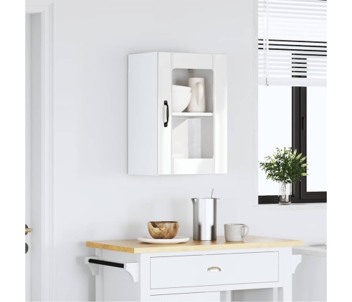 Armario pared para cocina puerta cristal Lucca blanco brillante