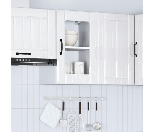 Armario pared para cocina puerta cristal Lucca blanco brillante