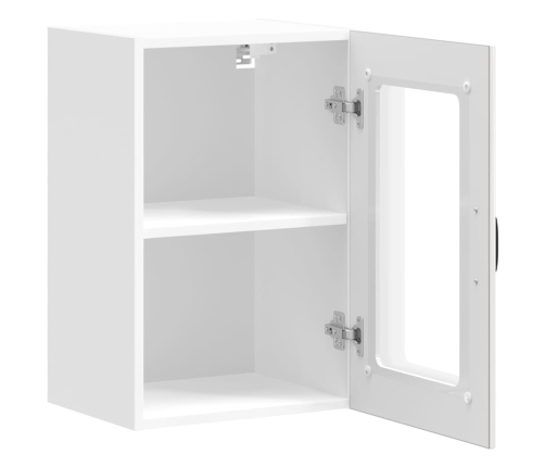 Armario pared para cocina puerta cristal Lucca blanco brillante