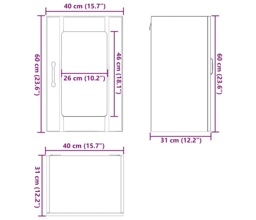 Armario pared cocina puerta de cristal Lucca roble sonoma