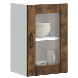 Armario de pared para cocina puerta cristal Lucca roble ahumado