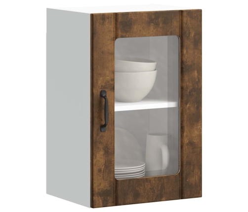 Armario de pared para cocina puerta cristal Lucca roble ahumado