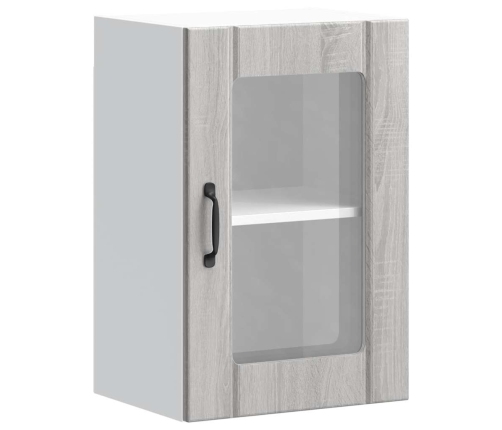 Armario de pared para cocina puerta cristal Lucca gris sonoma