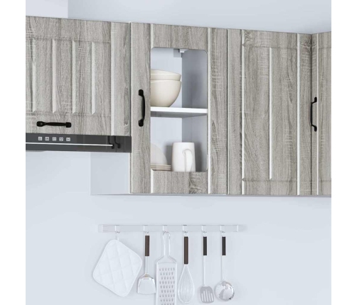 Armario de pared para cocina puerta cristal Lucca gris sonoma