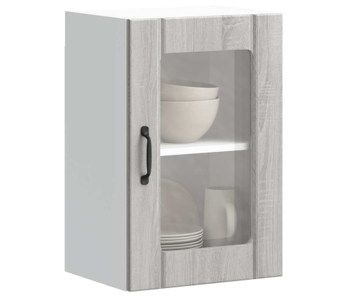 Armario de pared para cocina puerta cristal Lucca gris sonoma