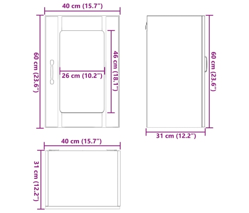 Armario de pared para cocina puerta cristal Lucca roble marrón