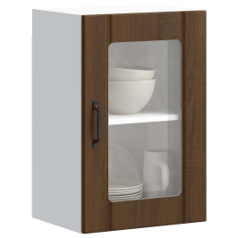 Armario de pared para cocina puerta cristal Lucca roble marrón