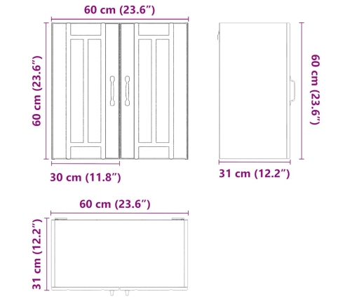 Armario de pared de cocina Lucca madera ingeniería negra