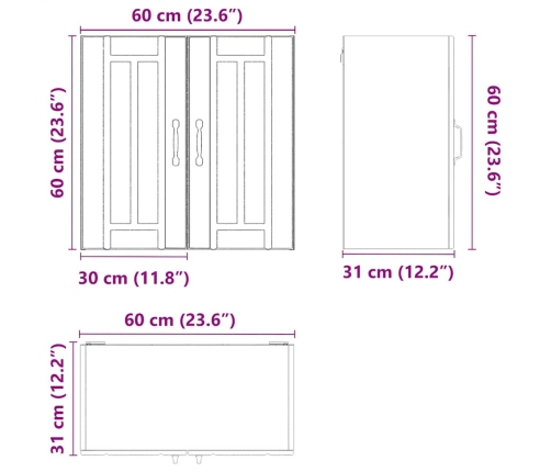 Armario de pared cocina Lucca madera contrachapada gris cemento