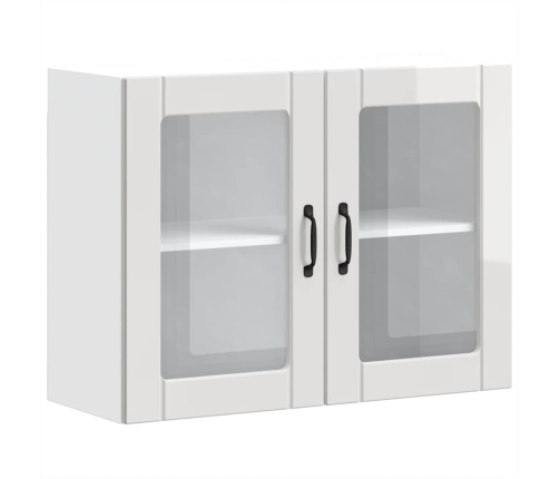 Armario pared cocina puerta cristal Lucca blanca alto brillo