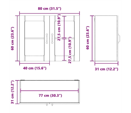 Armario pared cocina puerta cristal Lucca blanca alto brillo