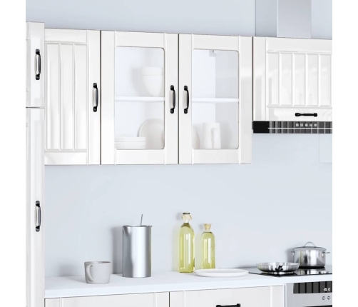 Armario pared cocina puerta cristal Lucca blanca alto brillo