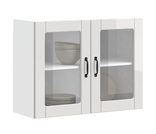 Armario pared cocina puerta cristal Lucca blanca alto brillo