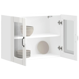 Armario pared cocina puerta cristal Lucca blanca alto brillo