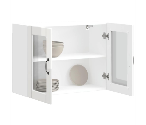 Armario pared cocina puerta cristal Lucca blanca alto brillo