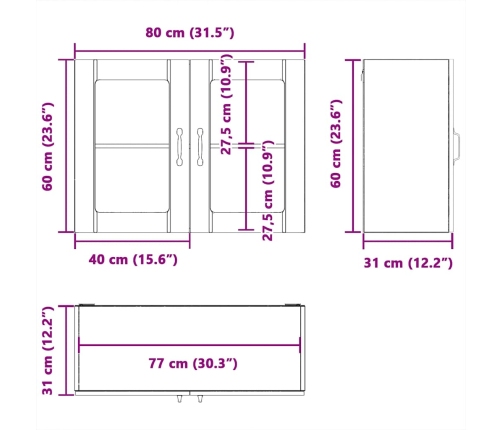 Armario pared cocina puerta de cristal Lucca sonoma gris